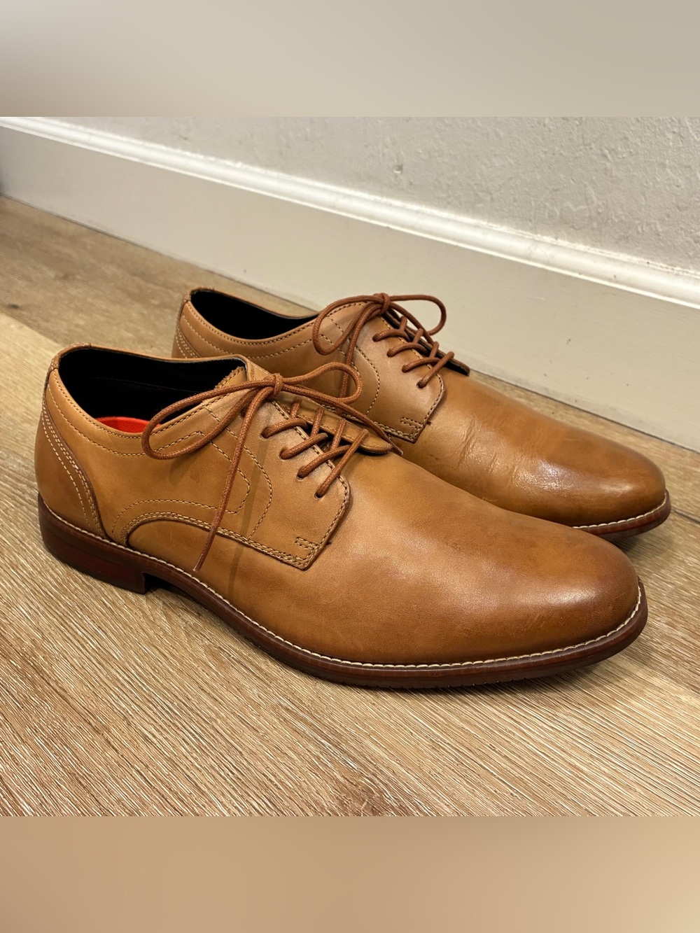 Rockport Style Purpose Plain Toe Oxford Brown Leather Men’s Shoes US 10.5 EU44.5